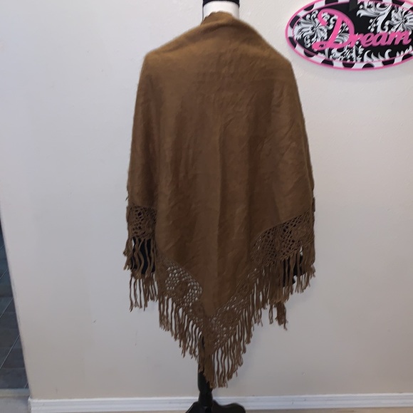 Diana Alpaca Peru brown large wrap shawl fringe scarf - Picture 4 of 5
